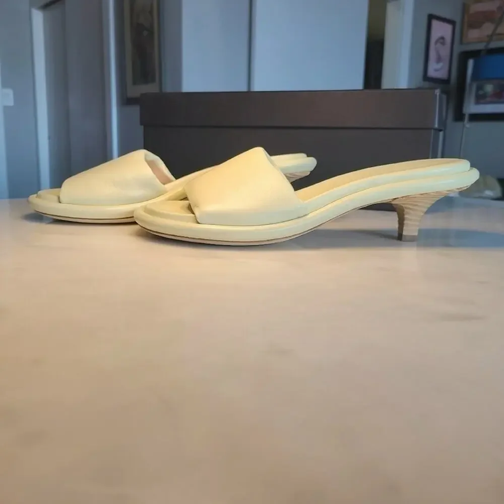 Marsèll Spilla Sandola Leather Kitten Heel Pale Green 38 NIB